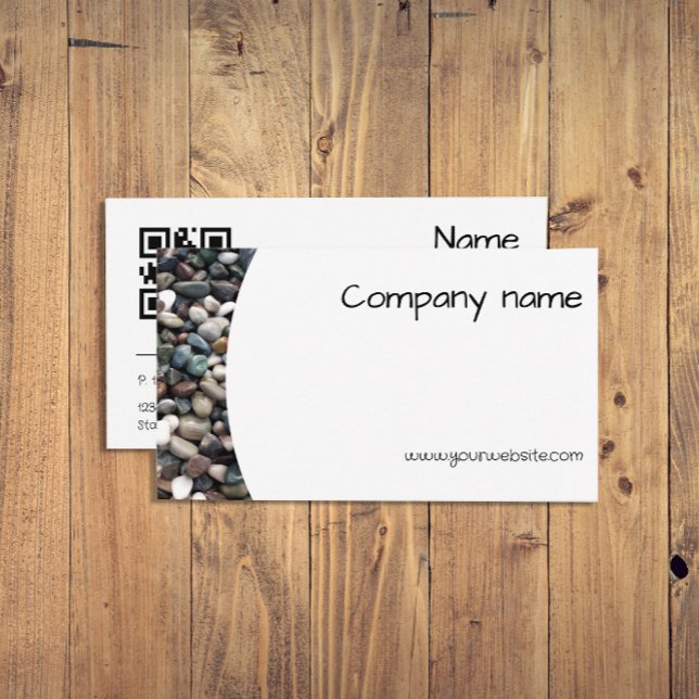 Minimalist Sea pebble photography QR Business Card (Minimalist business card featuring a beautiful pebble. Perfect for spa and wellness centers.)