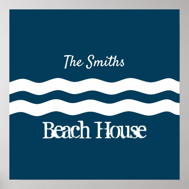 Minimalist Sea Waves Nautical Coastal Poster (Front)
