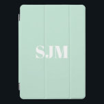 Minimalist seafoam mint green custom monogram iPad pro cover<br><div class="desc">Minimalist Custom seafoam mint green and white monogram initials name modern elegant personalised iPad Pro Cover</div>