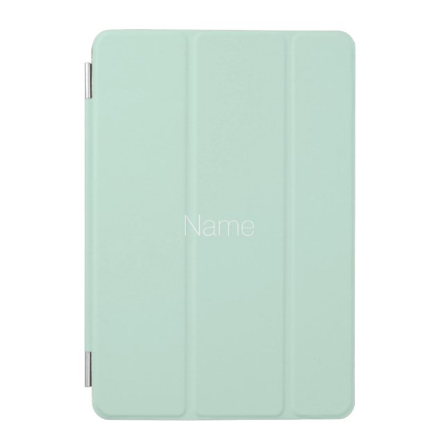 Minimalist seafoam mint green custom name monogram iPad mini cover (Front)