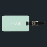 Minimalist seafoam mint green custom name monogram luggage tag<br><div class="desc">Minimalist seafoam mint green custom name text monogram solid plain modern elegant chic travel Luggage Tag</div>