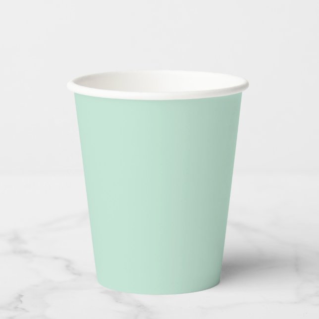 Minimalist seafoam mint green solid plain elegant paper cups (Front)