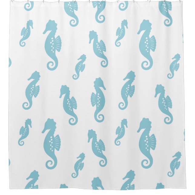 Minimalist Seahorse Ocean Seamless Pattern (1) Shower Curtain (Front)