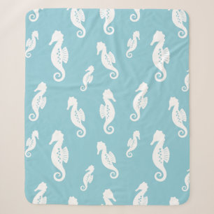 Minimalist Seahorse Ocean Seamless Pattern (2) Sherpa Blanket