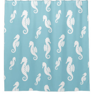 Minimalist Seahorse Ocean Seamless Pattern (2) Shower Curtain