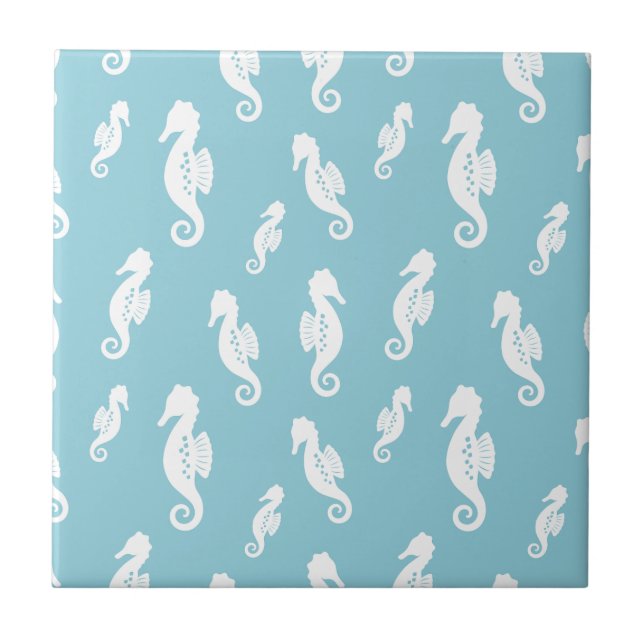 Minimalist Seahorse Ocean Seamless Pattern (2) Tile (Front)