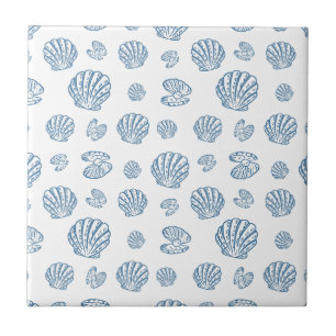 Minimalist Seashell Pearl Nautical Pattern Tile