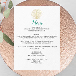 Minimalist Seashell Wedding Dinner Menu