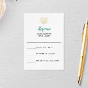 Minimalist Seashell Wedding RSVP Card