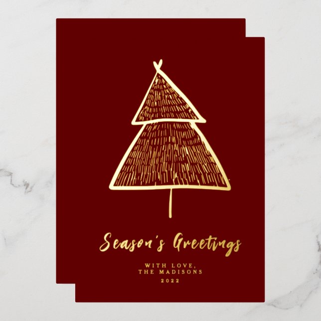 Minimalist Season's Greetings Christmas Tree  (Front/Back)
