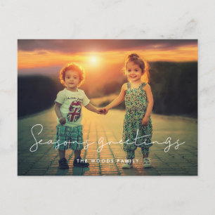 Minimalist Season's Greetings Holiday photo Postcard