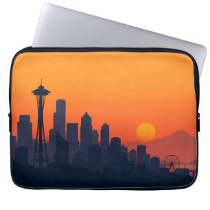 Minimalist Seattle Skyline at Sunset Modern Laptop Sleeve