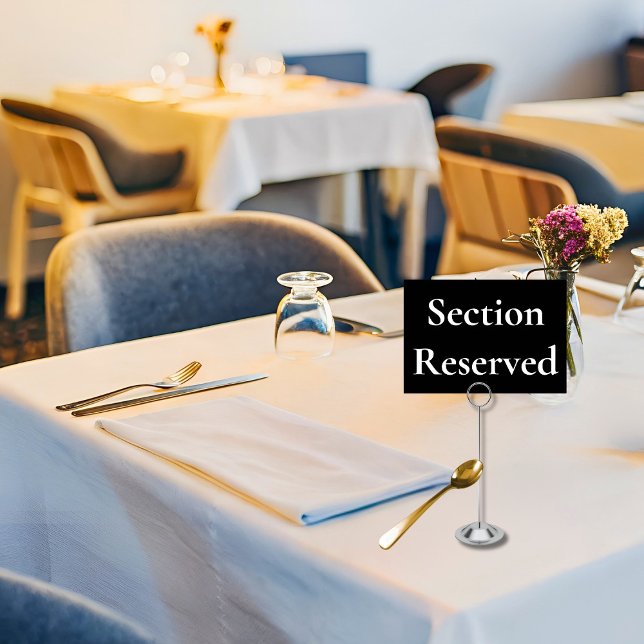 Minimalist Section Reserved Black Table Card (Creator Uploaded)