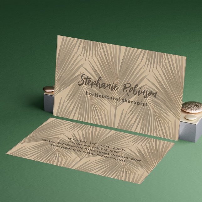Minimalist Serene Elegant Palm Leaf Horticulture Business Card (Creator Uploaded)
