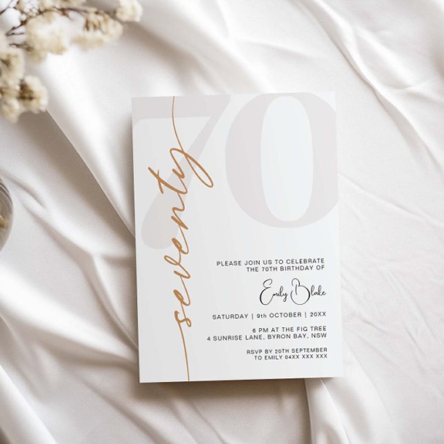 Minimalist Seventy 70th Birthday Party Invitation (Creator Uploaded)