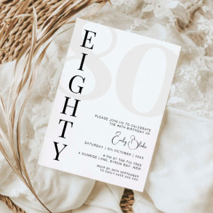 Minimalist Seventy 80th Birthday Party Invitation