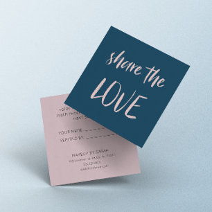 Minimalist Share The Love Blush And Navy Loyalty Square Business Card