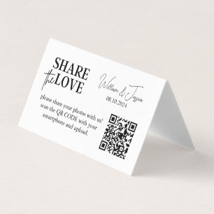 Minimalist Share The Love Qr Code Wedding Photos Business Card