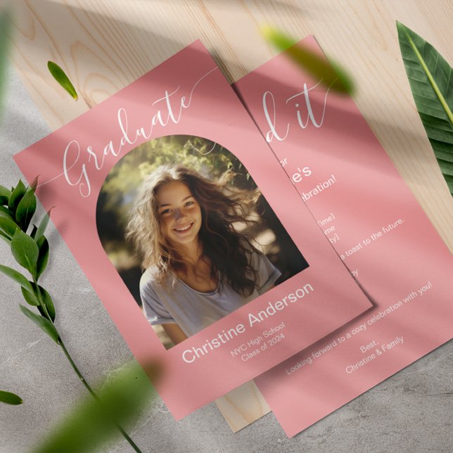 Minimalist She Did It Graduation Party Photo Invitation (Creator Uploaded)