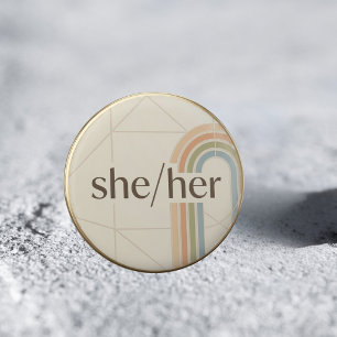 Minimalist She/Her Pronoun LGBTQ Pride Pin