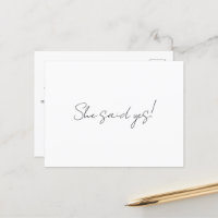 Minimalist She Said Yes Engagement Announcement