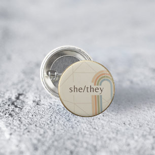 Minimalist She/They Pronoun LGBTQ Pride Pin