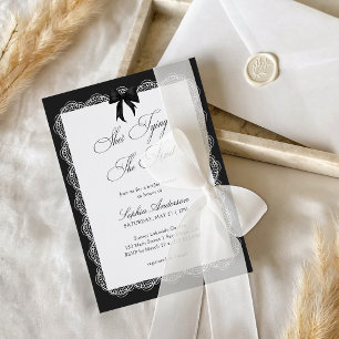 Minimalist She's Tying The Knot Bow Bridal Shower Invitation