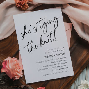 Minimalist She's Tying the Knot Bridal Shower Invitation