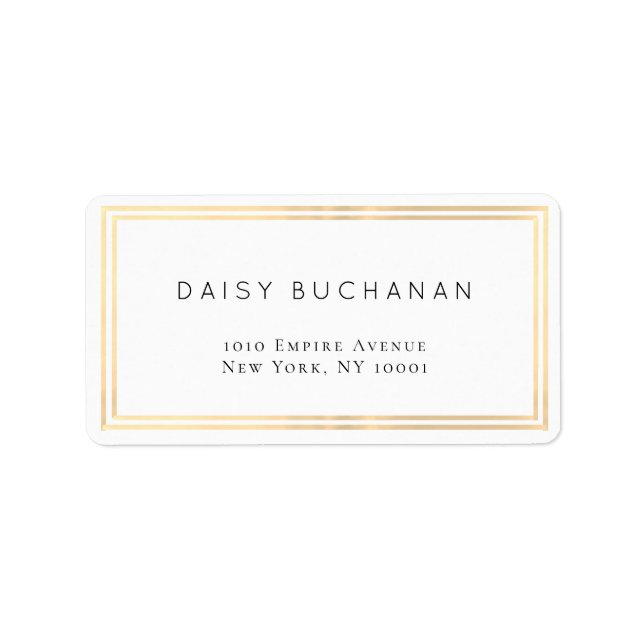 Minimalist Shiny Double Gold Frame Return Label (Front)