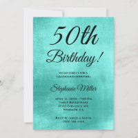 Minimalist Shiny Turquoise Foil Birthday