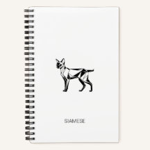 Minimalist Siamese Cat Geometric Hardcover Noteboo