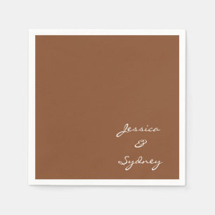 Minimalist Sienna Brown Script Wedding Custom Napkin