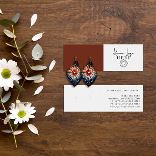 Minimalist Sienna Brown White Logo Earring Display