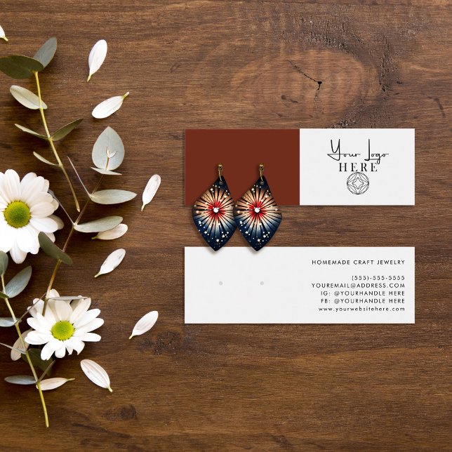 Minimalist Sienna Brown White Logo Earring Display (Creator Uploaded)