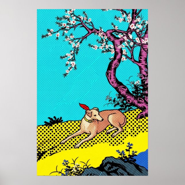 Minimalist Sighthound Silhouette Dog Graphic Poster (Front)