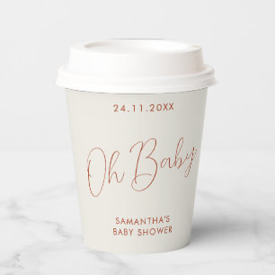 Minimalist Sign ivory Oh Baby Shower Paper Cups