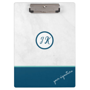 Minimalist Signature Customise White Marble Clipboard