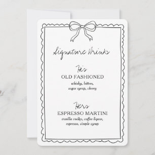 Minimalist Signature Drinks Wedding Bar Menu Sign