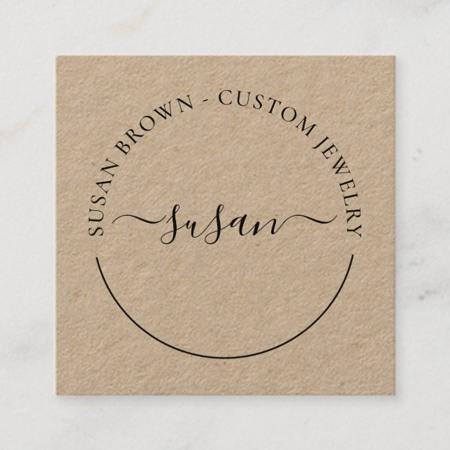 Minimalist Signature Script Craft Business Card (Front)