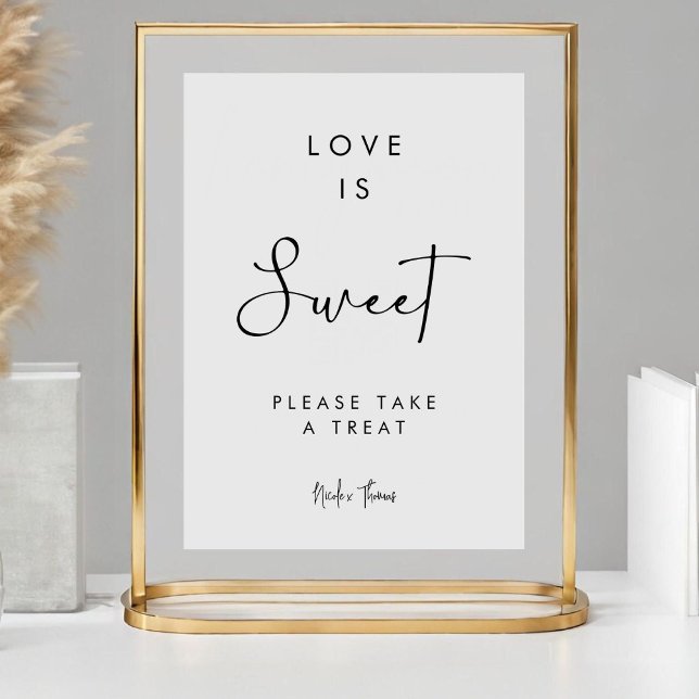 Minimalist Signature Script Love Is Sweet Favour Pedestal Sign (Creator Uploaded)