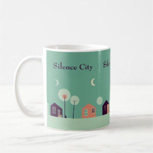Minimalist Silence City Night Soft Green Colourful Coffee Mug