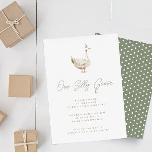 Minimalist Silly Goose First Birthday Party Invitation