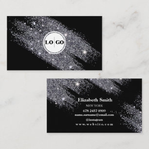 Minimalist Silver and Black Business Card