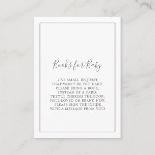 Minimalist Silver Baby Shower Books for Baby Enclosure Card