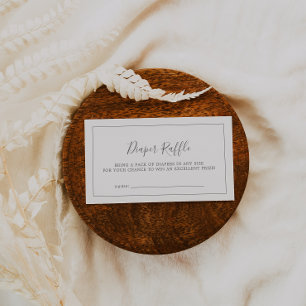 Minimalist Silver Baby Shower Diaper Raffle Enclosure Card
