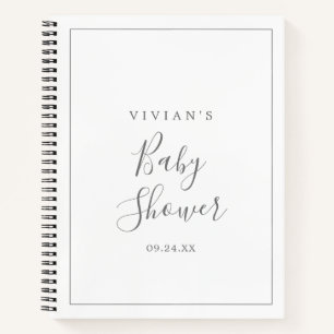 Minimalist Silver Baby Shower Gift List Notebook