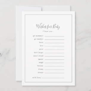 Minimalist Silver Baby Shower Wishes for Baby Advice Card