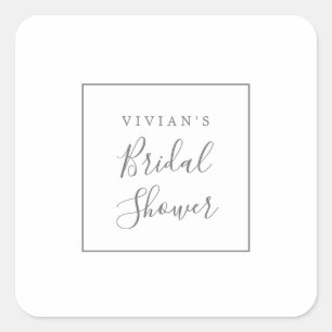 Minimalist Silver Bridal Shower Envelope Seals