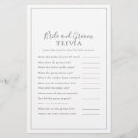 Minimalist Silver Bride and Groom Trivia Game Flyer<br><div class="desc">This minimalist silver bride and groom trivia game is perfect for a simple wedding shower. The modern romantic design features classic silver grey and white typography paired with a rustic yet elegant calligraphy with vintage hand lettered style. Customisable in any colour. Keep the design simple and elegant, as is, or...</div>