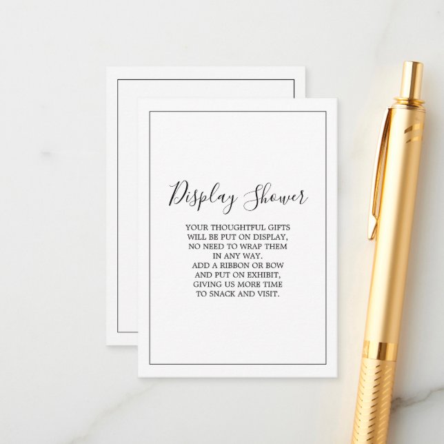 Minimalist Silver Display Shower Card (Front/Back In Situ)